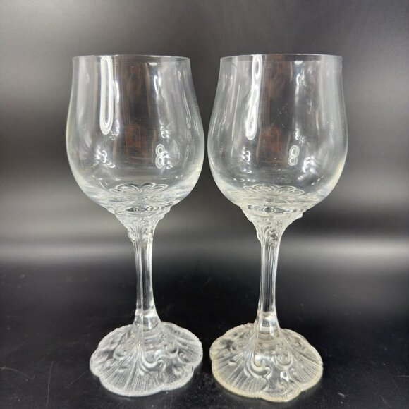 Rosenthal Monbijou Classic Rose Drinking Clear Crystal Water Goblet Glass Set 2 - Picture 9 of 11